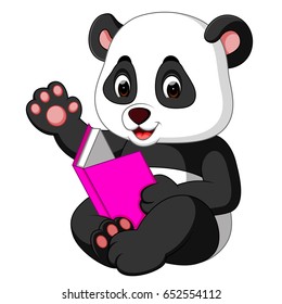 vector illustration of Panda reading a book