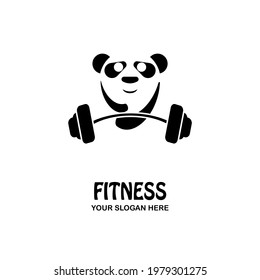 vector illustration of a panda rooting iron, great for fitness logos, strength and for kids games