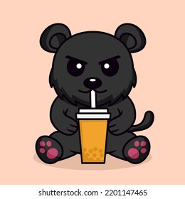 Vector illustration of panda tiger and chibi animal