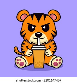 Vector illustration of panda tiger and chibi animal
