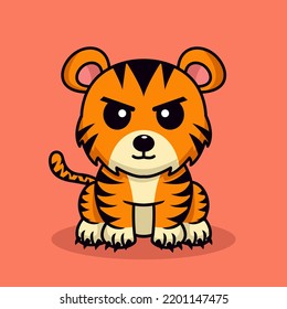 Vector illustration of panda tiger and chibi animal