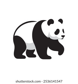 uma ilustração vetorial de um panda andando com uma pata ícone levantado