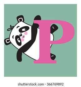 Vector Illustration of Panda.Panda Letter