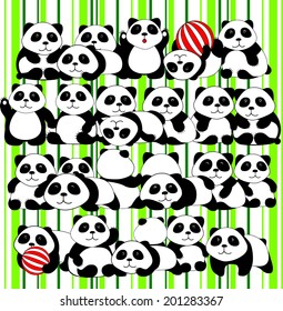 vector illustration of pandas