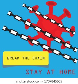 Vector of illustration pandemic corona virus that happen around the world. Hashtag break the chain and stay at home 