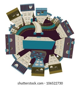 vector illustration, a panorama of the city