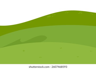 Vector illustration. A panoramic landscape featuring a green valley 