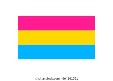 Vector illustration of the Pansexual pride flag on white background. LGBT symbols topic. 