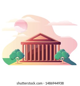 Vector illustration of Pantheon temple as a tourist destination in Italy