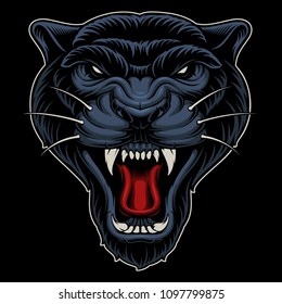 Vector illustration of panther. Design of sport mascot on dark background. 