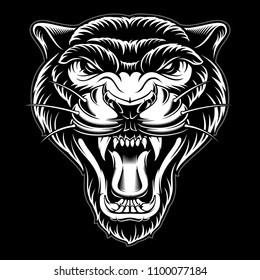 Vector illustration of Panther. Design of sport mascot on dark background. 