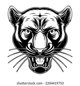 vector illustration Panther head with cool position and roaring black and white design