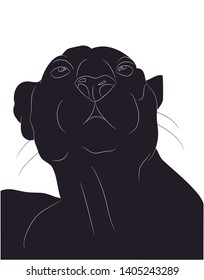 vector illustration of panther portrait, drawing silhouette, vector, white background