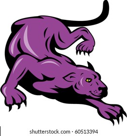 vector illustration of a panther prowling isolated on white