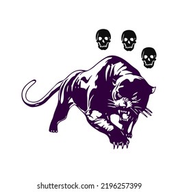 vector illustration of panther with skull