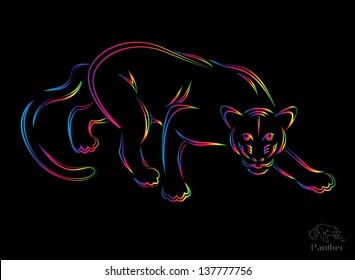 Vector illustration of panther symbol - tattoo