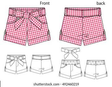 Vector illustration of pants design. Front and back views