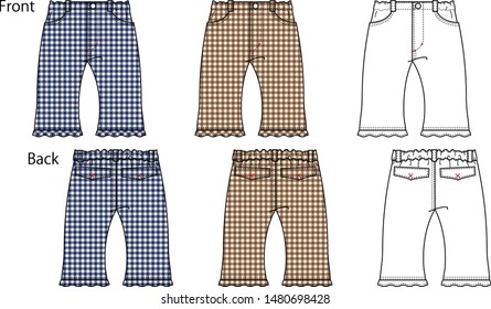 Vector illustration of Pants Front and back views