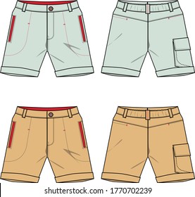 Vector illustration of pants. Front and back views