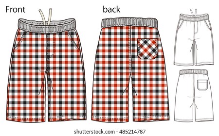 Vector illustration of pants. Front and back views