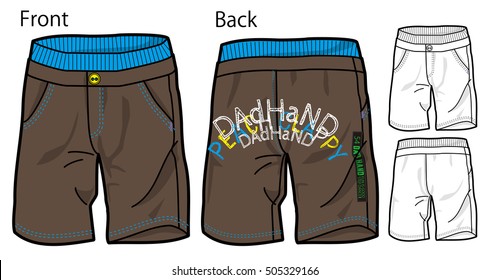 Vector illustration of pants. Front and back views