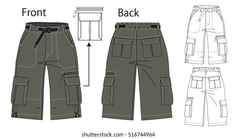 Vector illustration of pants. Front and back views