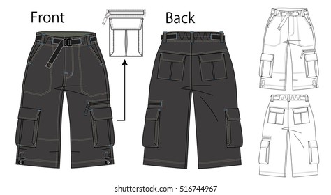 Vector illustration of pants. Front and back views