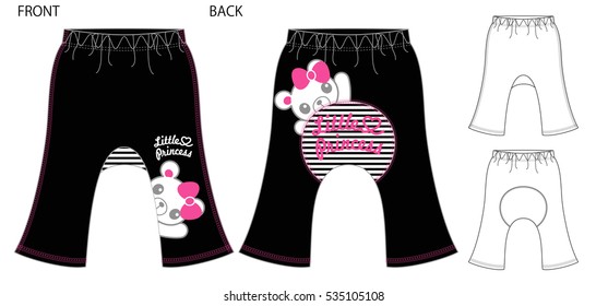 Vector illustration of pants. Front and back views