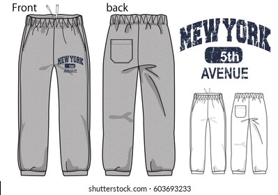 Vector illustration of pants. Front and back views