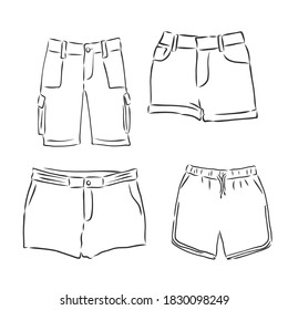 Vektorgrafik der Hose. Vorder- und Seitenansicht, kurze Vektorgrafik
