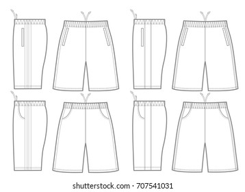 Vector illustration of pants. Front and side  views.