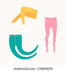 Vector illustration of pantyhose and stockings. Pink tights with dots.