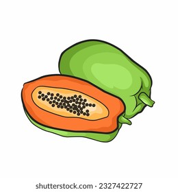 Vektorgrafik von Papaya-frischem Obst einzeln auf weißem Hintergrund