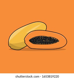 
Vector illustration of papaya fruit, flat design