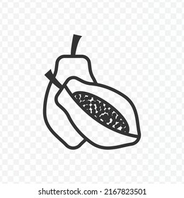 Vector illustration of Papaya icon in dark color and transparent background(PNG).