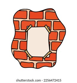 Vector illustration paper advertisement on a brick wall.
