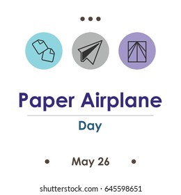 vector illustration for paper airplane day in May with folding instruction icon