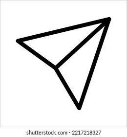 Ilustración vectorial de un símbolo de icono del avión de papel, sobre un fondo blanco.