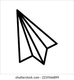 Vector illustration of a paper airplane icon symbol, on a white background.