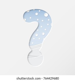 vector illustration of paper art cut question mark with winter landscape with multi layers and shadows effect