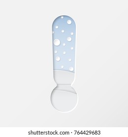 vector illustration of paper art cut exclamation point with winter landscape with multi layers and shadows effect