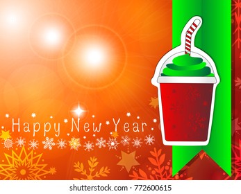 Vector and illustration of paper art or paper cut style red snowflake pattern paper coffee cup with whipped cream frappe beverage on Christmas style background, for Christmas, New year and winter