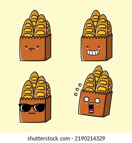 vector illustration of a paper bag filled with bread emoji