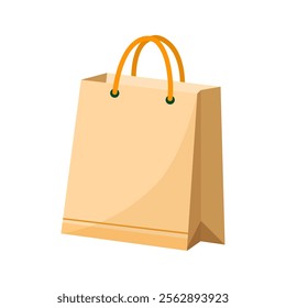 Vector illustration of paper bag. A flat style icon showcasing paper production. Isolated on white background.