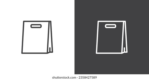 Vektorgrafik des Papiersacksymbol. Taschendiebe, Einkaufstasche, Modebeutel, Vektordesign, Handtaschensymbol für Webdesign einzeln auf schwarz-weißem Hintergrund.