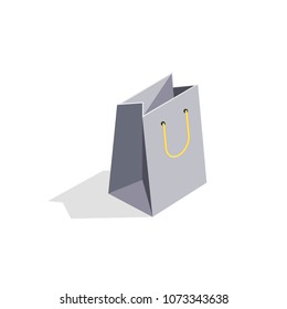 Vector Illustration Of A Paper Bag In Isometric. 3d View. On A White Background