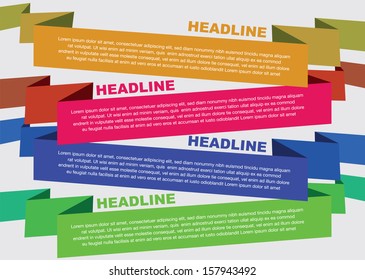 Vector illustration of Paper Banner Progress choice or versions. Infographics template.