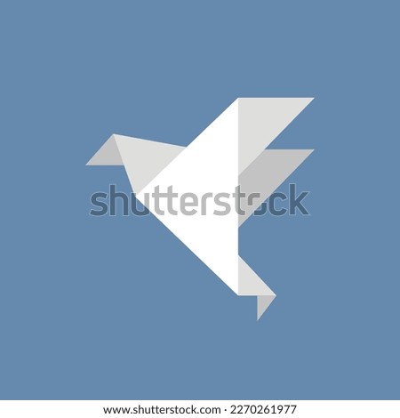 Vector illustration of paper bird icon, origami, wings, polygons.