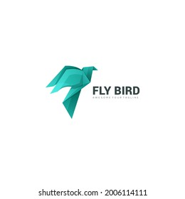 vector illustration of paper bird modern gradient colorful logo template