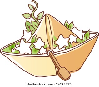 Ilustración vectorial de un barco de papel